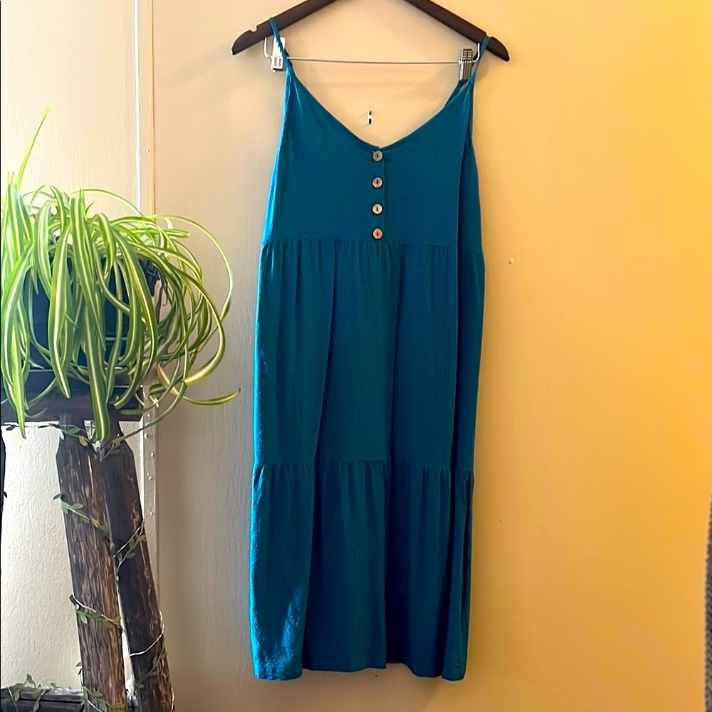 ROXY Teal Sleeveless Button-Front Sun/ Summer Dress